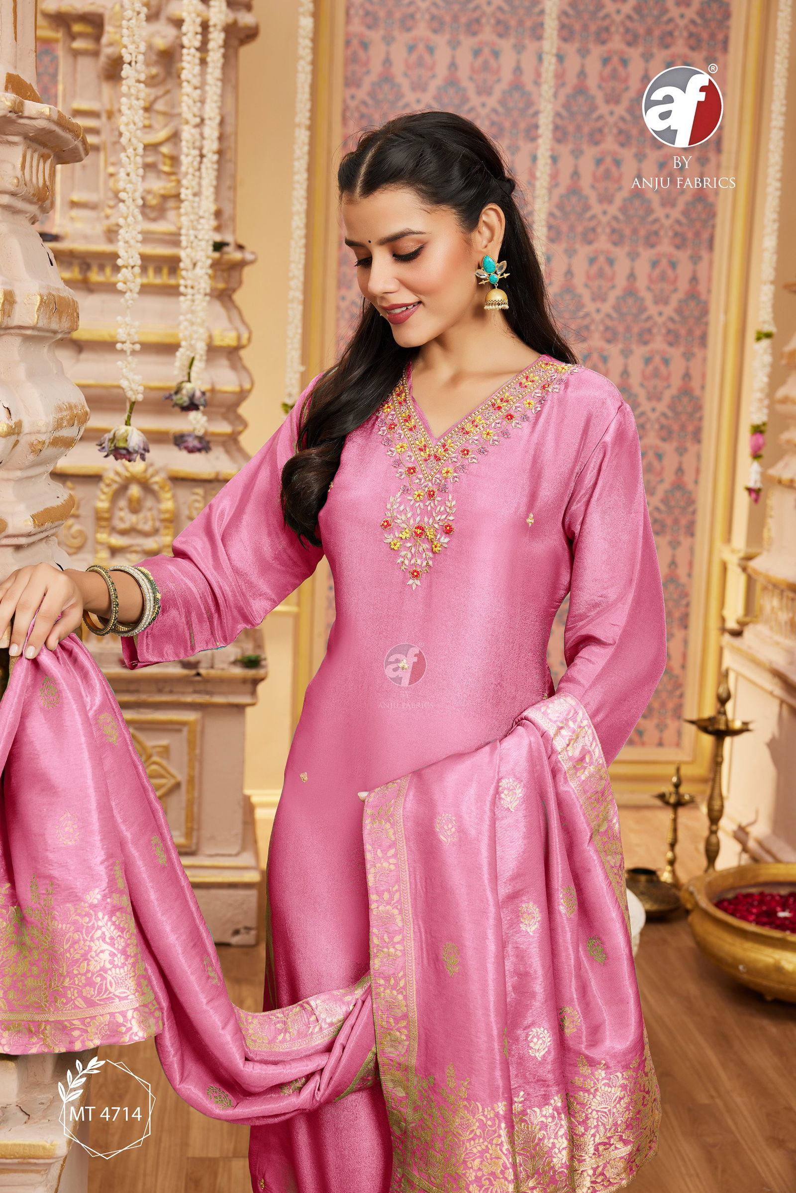 MT 4714 By Af Tissue Shimmer Designer Readymade Suits Wholesale Market In Surat